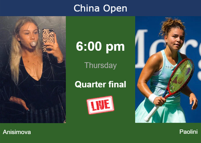 Wednesday Live Streaming Amanda Anisimova vs Jasmine Paolini