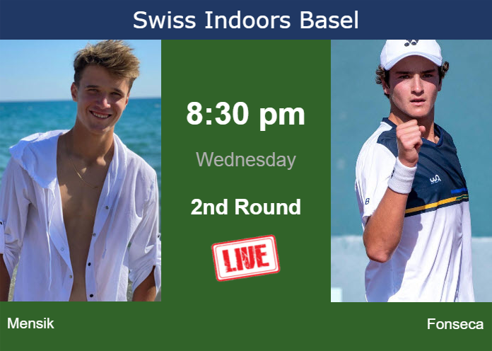 How to watch Mensik vs. Fonseca on live streaming in Basel on Wednesday Wednesday Live Streaming Jakub Mensik vs Joao Fonseca