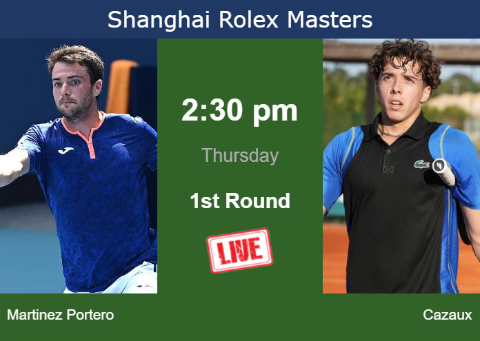 How to watch Martinez Portero vs. Cazaux on live streaming in Shanghai on Thursday Wednesday Live Streaming Pedro Martinez Portero vs Arthur Cazaux