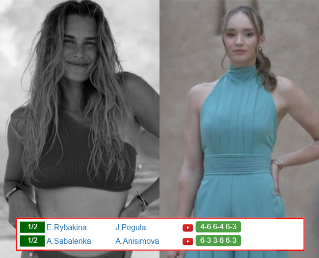 RIYADH RESULTS. Aryna Sabalenka, Elena Rybakina win, Jessica Pegula, Amanda Anisimova lost Aryna Sabalenka Elena Rybakina who win info