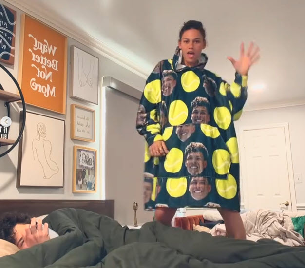 Ben Shelton Reacts As Trinity Rodman Surprises Him With A Playful Hoodie Dance On The Bed