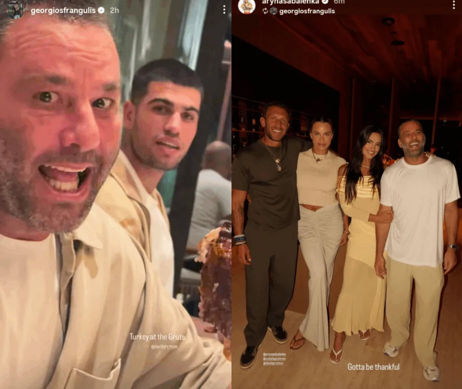 Carlos Alcaraz And Aryna Sabalenka Celebrate Thanksgiving With Friends At David Grutman’s Miami Dinner