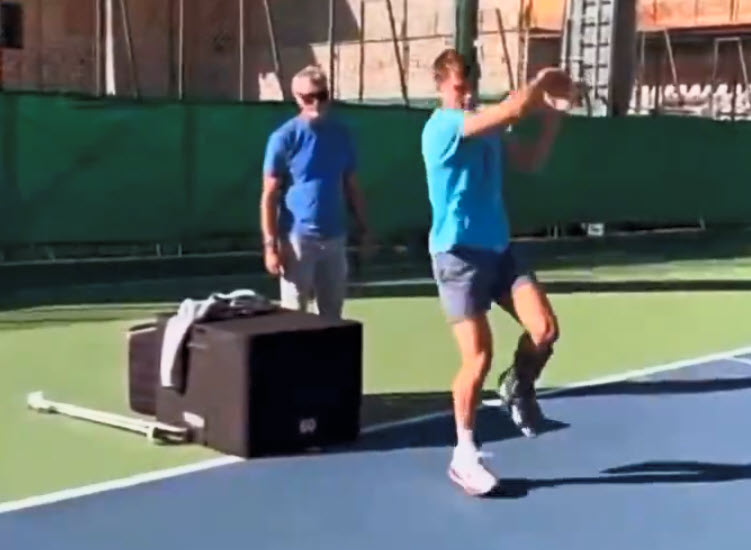 Holger Rune Has Begun Light Training In Monaco Following His Achilles Surgery, Even Attempting Drills On One Leg.