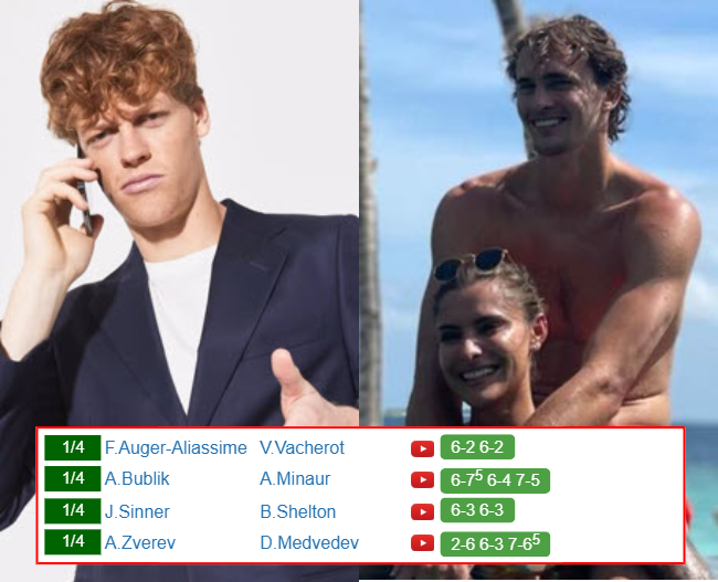 Jannik Sinner Alexander Zverev who win info