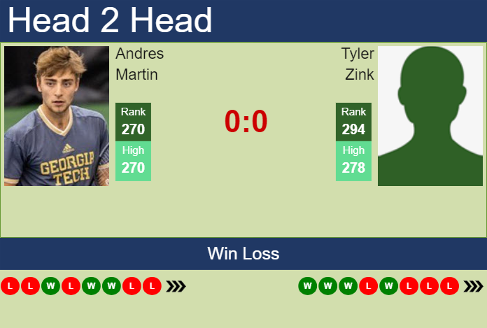 Prediction and head to head Andres Martin vs. Tyler Zink