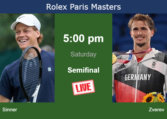 Saturday Live Streaming Jannik Sinner vs Alexander Zverev