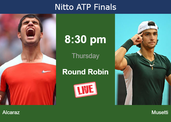 Thursday Live Streaming Carlos Alcaraz vs Lorenzo Musetti