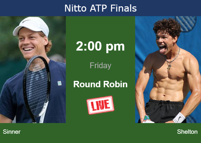 How to watch Sinner vs. Shelton on live streaming in Turin on Friday Thursday Live Streaming Jannik Sinner vs Ben Shelton