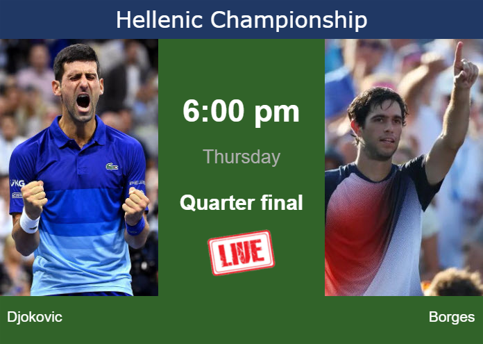 How to watch Djokovic vs. Borges on live streaming in Athens on Thursday Thursday Live Streaming Novak Djokovic vs Nuno Borges