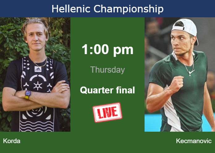 How to watch Korda vs. Kecmanovic on live streaming in Athens on Thursday Thursday Live Streaming Sebastian Korda vs Miomir Kecmanovic