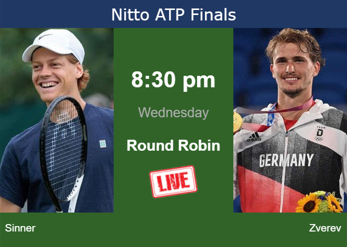 How to watch Sinner vs. Zverev on live streaming in Turin on Wednesday Wednesday Live Streaming Jannik Sinner vs Alexander Zverev