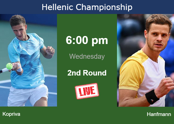 How to watch Kopriva vs. Hanfmann on live streaming in Athens on Wednesday Wednesday Live Streaming Vit Kopriva vs Yannick Hanfmann