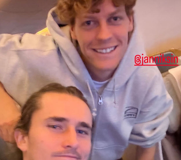 Jannik Sinner and Alexander Zverev found themselves side by side on a flight to the Maldives Zverev Sinner