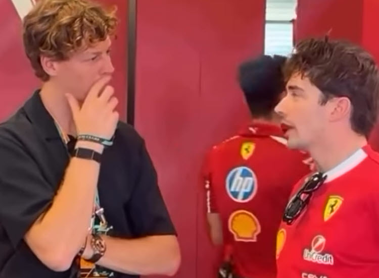 Jannik Sinner visits Ferrari garage and chats with Charles Leclerc in Abu Dhabi. Charles Leclerc
