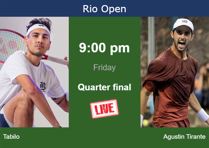 How to watch Tabilo vs. Agustin Tirante on live streaming in Rio de Janeiro on Friday Friday Live Streaming Alejandro Tabilo vs Thiago Agustin Tirante