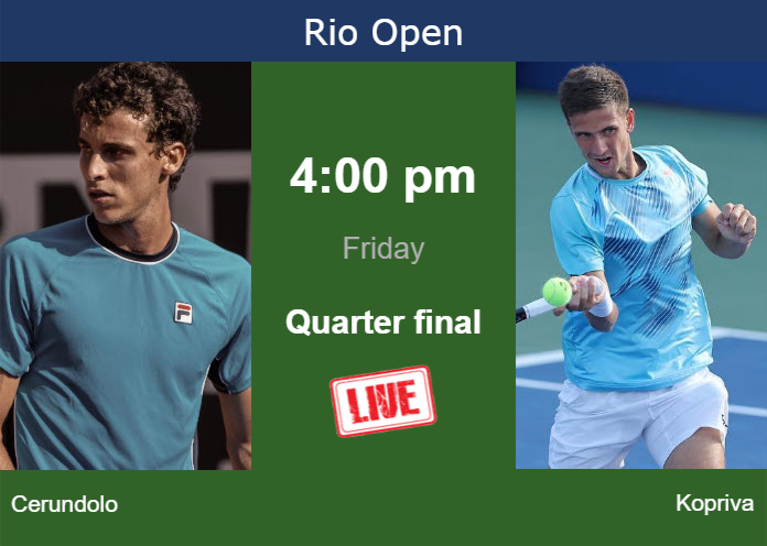 How to watch Cerundolo vs. Kopriva on live streaming in Rio de Janeiro on Friday Friday Live Streaming Juan Manuel Cerundolo vs Vit Kopriva