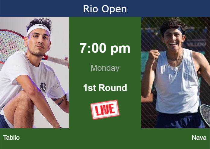 How to watch Tabilo vs. Nava on live streaming in Rio de Janeiro on Monday Monday Live Streaming Alejandro Tabilo vs Emilio Nava