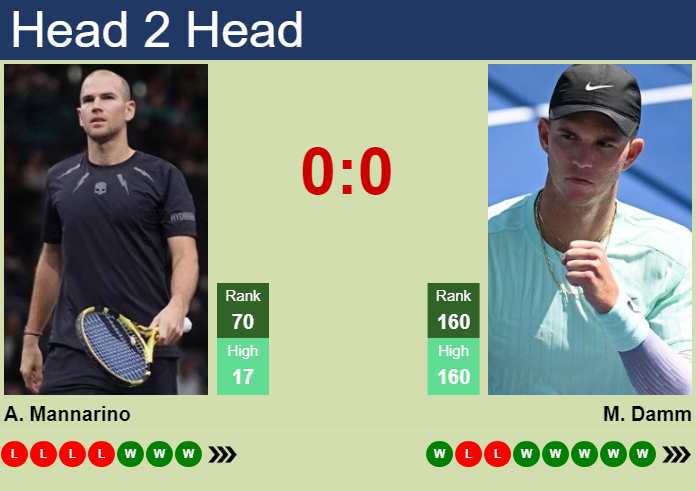 Prediction and head to head Adrian Mannarino vs. Martin Damm