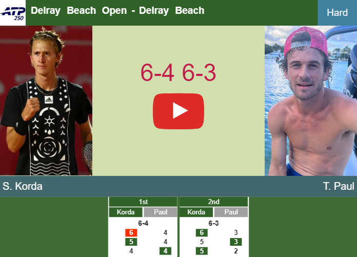 Remarkable Sebastian Korda claims the Delray Beach Open. HIGHLIGHTS – DELRAY BEACH RESULTS Prediction-and-head-to-head-Sebastian-Korda-vs-Tommy-Paul