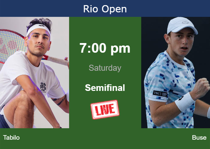 How to watch Tabilo vs. Buse on live streaming in Rio de Janeiro on Saturday Saturday Live Streaming Alejandro Tabilo vs Ignacio Buse