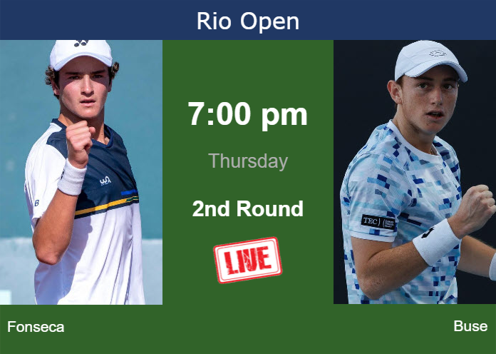 How to watch Fonseca vs. Buse on live streaming in Rio de Janeiro on Thursday Thursday Live Streaming Joao Fonseca vs Ignacio Buse