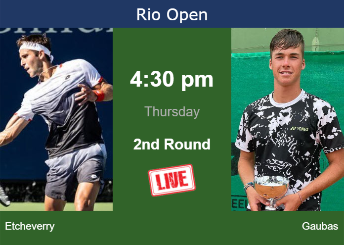 How to watch Etcheverry vs. Gaubas on live streaming in Rio de Janeiro on Thursday Thursday Live Streaming Tomas Martin Etcheverry vs Vilius Gaubas