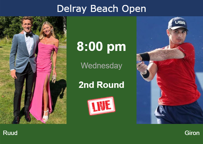 Wednesday Live Streaming Casper Ruud vs Marcos Giron