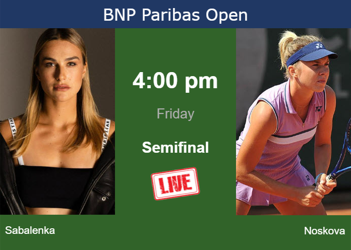 Friday Live Streaming Aryna Sabalenka vs Linda Noskova