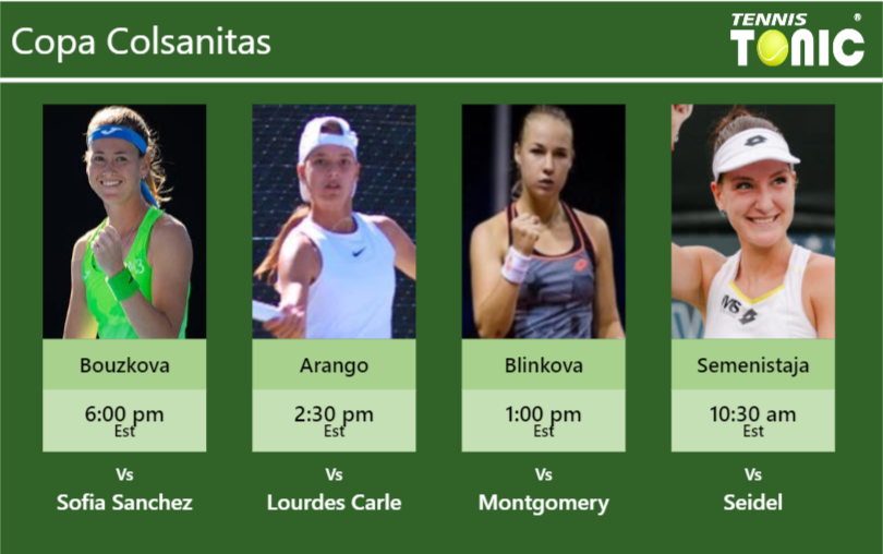 PREDICTION, PREVIEW, H2H: Bouzkova, Arango, Blinkova and Semenistaja to play on Tuesday – Copa Colsanitas Marie Bouzkova-Emiliana Arango-Anna Blinkova-Darja Semenistaja Stats info