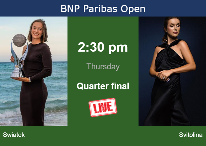 Thursday Live Streaming Iga Swiatek vs Elina Svitolina
