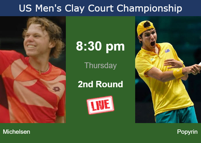 How to watch Michelsen vs. Popyrin on live streaming in Houston on Thursday Thursday Live Streaming Alex Michelsen vs Alexei Popyrin