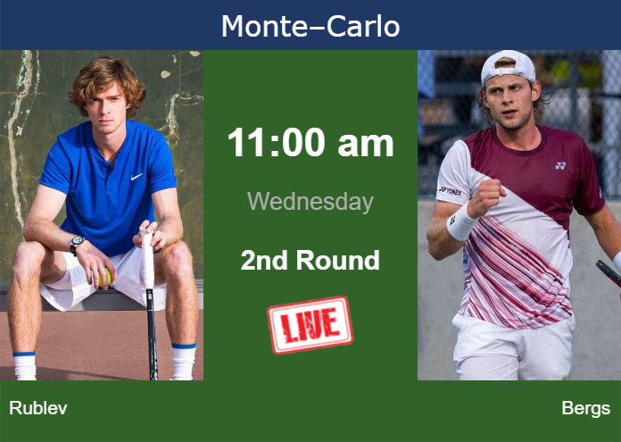 How to watch Rublev vs. Bergs on live streaming in Monte-Carlo on Wednesday Tuesday Live Streaming Andrey Rublev vs Zizou Bergs