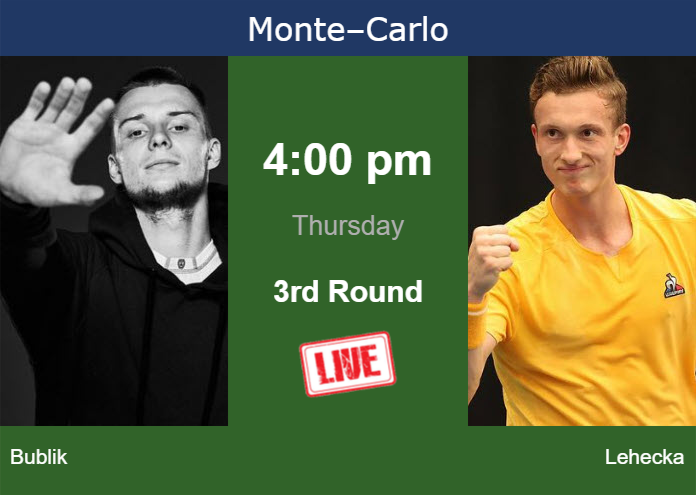 How to watch Bublik vs. Lehecka on live streaming in Monte-Carlo on Thursday Wednesday Live Streaming Alexander Bublik vs Jiri Lehecka