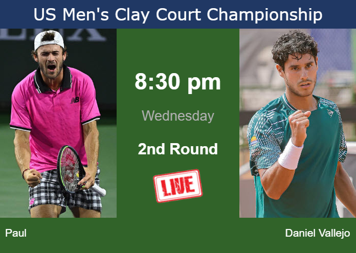 How to watch Paul vs. Daniel Vallejo on live streaming in Houston on Wednesday Wednesday Live Streaming Tommy Paul vs Adolfo Daniel Vallejo