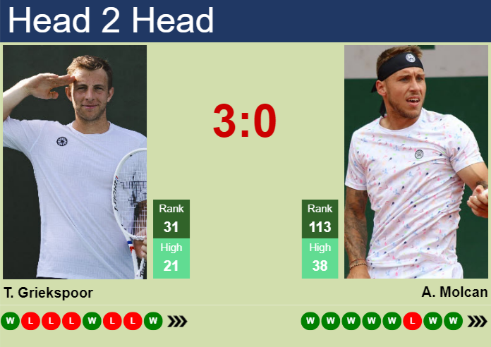 H2H, prediction of Tallon Griekspoor vs Alex Molcan in Bordeaux Challenger with odds, preview, pick | 15th May 2026 Prediction and head to head Tallon Griekspoor vs. Alex Molcan