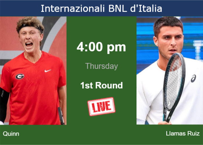 How to watch Quinn vs. Llamas Ruiz on live streaming in Rome on Thursday Thursday Live Streaming Ethan Quinn vs Pablo Llamas Ruiz