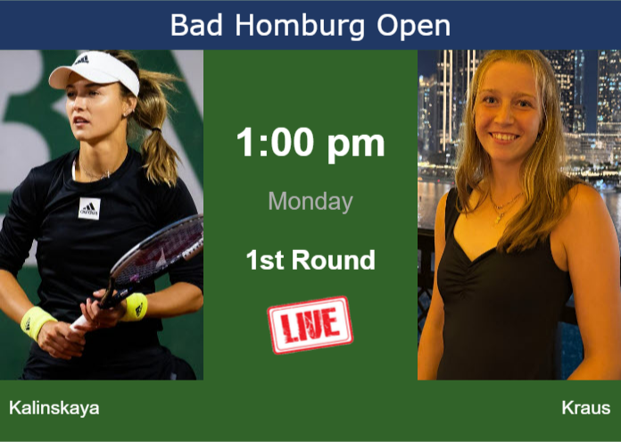 How to watch Kalinskaya vs. Kraus on live streaming in Bad Homburg on Monday Monday Live Streaming Anna Kalinskaya vs Sinja Kraus