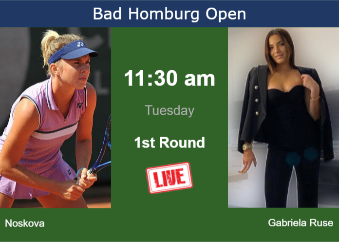 How to watch Noskova vs. Gabriela Ruse on live streaming in Bad Homburg on Tuesday Monday Live Streaming Linda Noskova vs Elena Gabriela Ruse