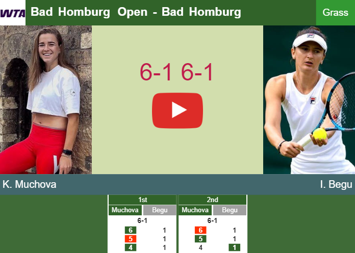 Karolina Muchova trashes Begu in the 2nd round at the Bad Homburg Open – BAD HOMBURG RESULTS. HIGHLIGHTS Prediction-and-head-to-head-Karolina-Muchova-vs-Irina-Camelia-Begu