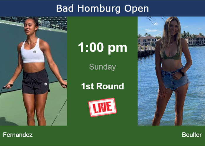How to watch Fernandez vs. Boulter on live streaming in Bad Homburg on Sunday Saturday Live Streaming Leylah Annie Fernandez vs Katie Boulter
