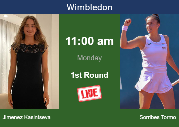 How to watch Jimenez Kasintseva vs. Sorribes Tormo on live streaming in Wimbledon on Monday Sunday Live Streaming Victoria Jimenez Kasintseva vs Sara Sorribes Tormo