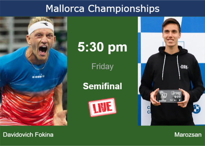How to watch Davidovich Fokina vs. Marozsan on live streaming in Mallorca on Friday Thursday Live Streaming Alejandro Davidovich Fokina vs Fabian Marozsan