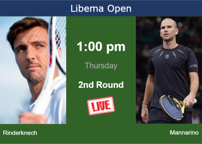 Thursday Live Streaming Arthur Rinderknech vs Adrian Mannarino