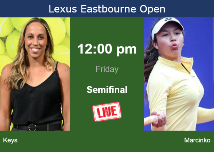 How to watch Keys vs. Marcinko on live streaming in Eastbourne on Friday Thursday Live Streaming Madison Keys vs Petra Marcinko