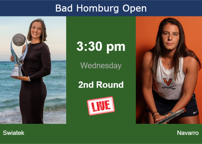 How to watch Swiatek vs. Navarro on live streaming in Bad Homburg on Wednesday Tuesday Live Streaming Iga Swiatek vs Emma Navarro