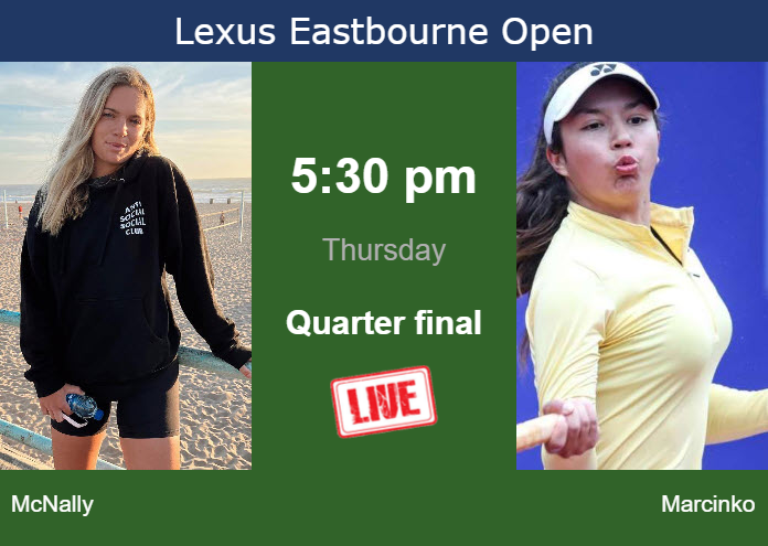 How to watch McNally vs. Marcinko on live streaming in Eastbourne on Thursday Wednesday Live Streaming Caty McNally vs Petra Marcinko