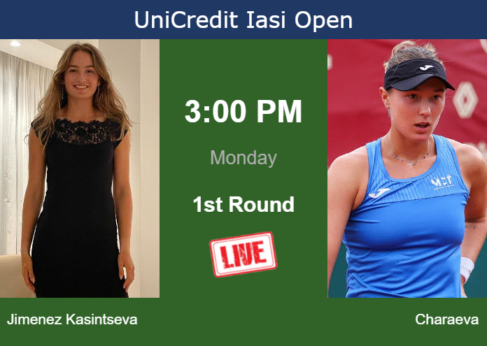 How to watch Jimenez Kasintseva vs. Charaeva on live streaming in Iasi on Monday Monday Live Streaming Victoria Jimenez Kasintseva vs Alina Charaeva