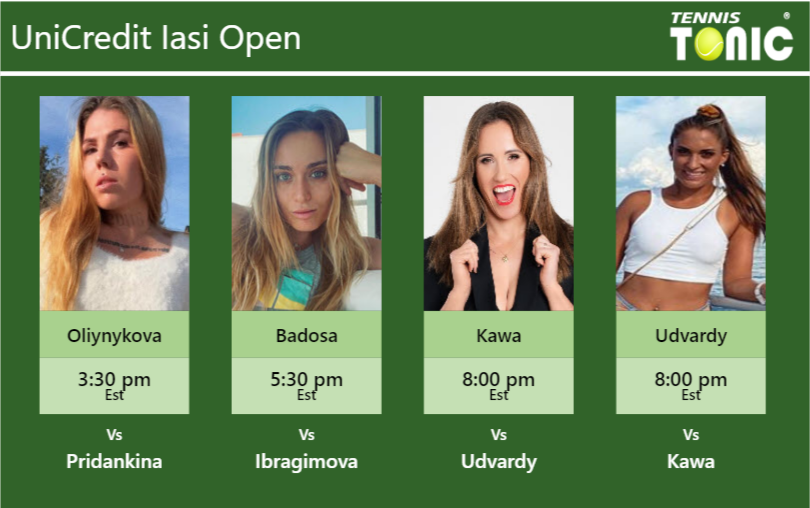 PREDICTION, PREVIEW, H2H: Oliynykova, Badosa, Kawa and Udvardy to play on CENTER COURT on Thursday – UniCredit Iasi Open Oleksandra Oliynykova-Paula Badosa-Katarzyna Kawa-Panna Udvardy Stats info