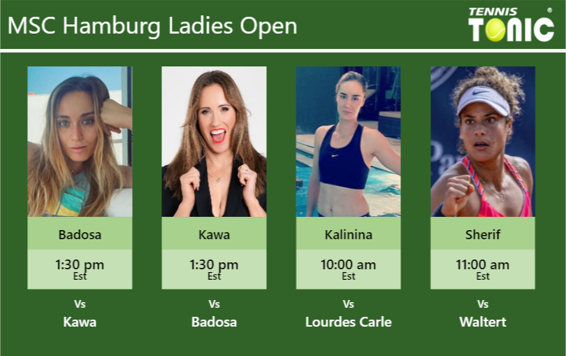 PREDICTION, PREVIEW, H2H: Badosa, Kawa, Kalinina and Sherif to play on Wednesday – MSC Hamburg Ladies Open Paula Badosa-Katarzyna Kawa-Anhelina Kalinina-Mayar Sherif Stats info