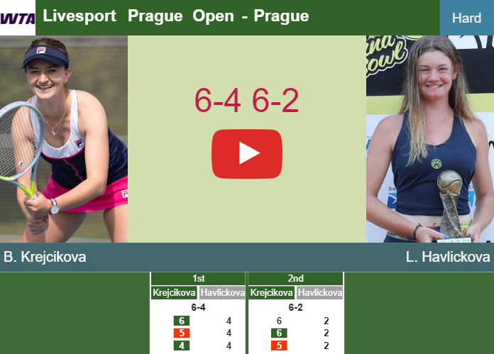 Barbora Krejcikova defeats Havlickova in the 2nd round to battle vs Salkova at the Livesport Prague Open. HIGHLIGHTS – PRAGUE RESULTS Prediction-and-head-to-head-Barbora-Krejcikova-vs-Lucie-Havlickova